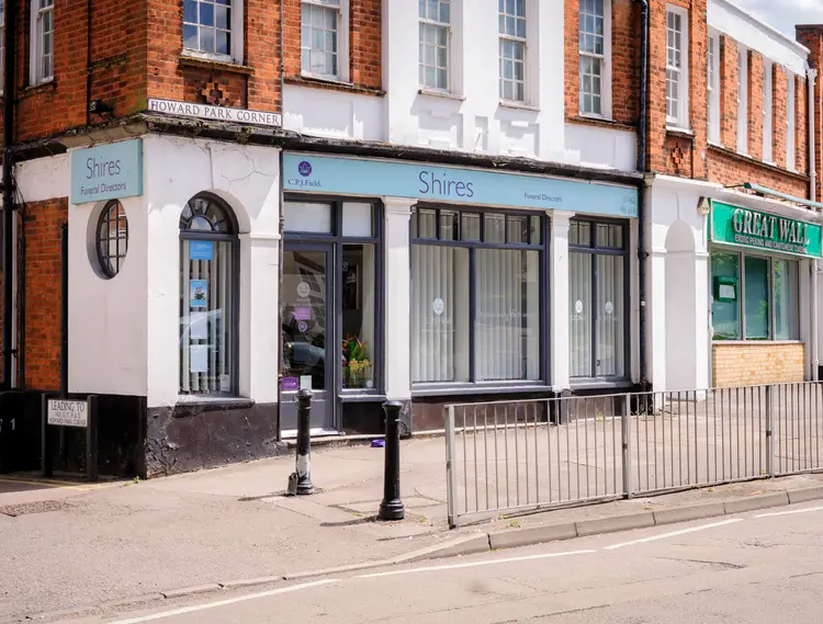 A photo showing the CPJ Field Shires funeral home in Letchworth.