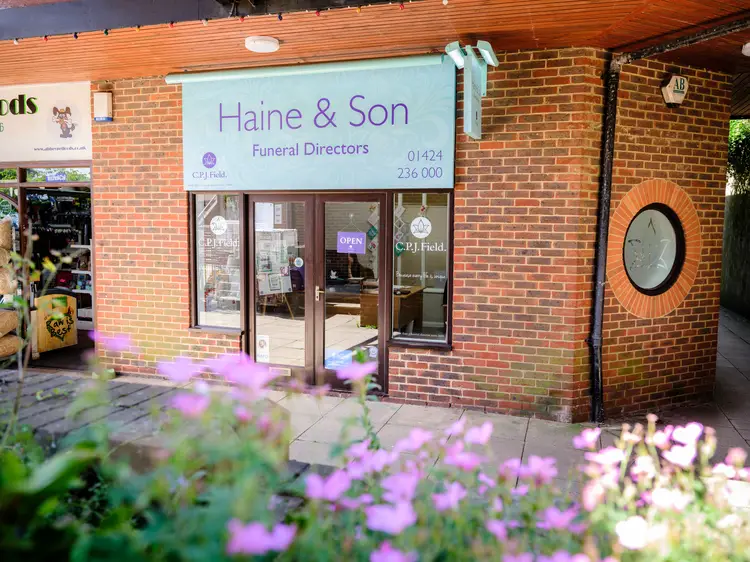 A photo showing the CPJ Field Haine & Son funeral home in Battle.