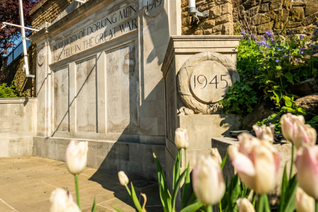 A photo showing a historic building in the town of Dorking.