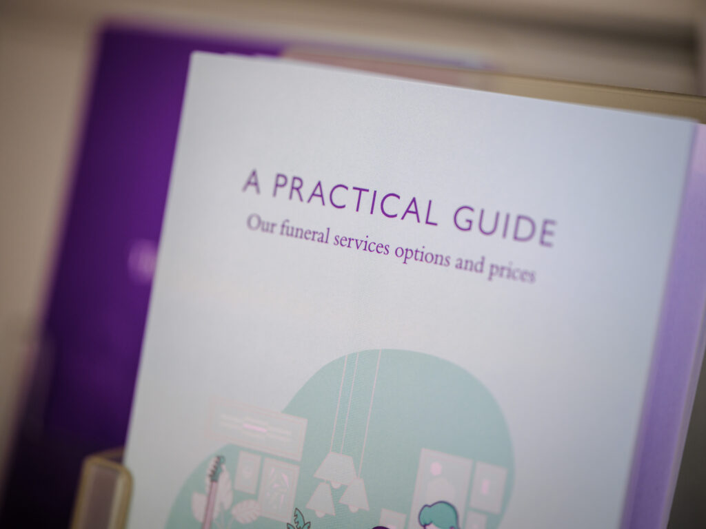 A Practical Guide booklet from CPJ Field, which covers their funeral services options and prices.